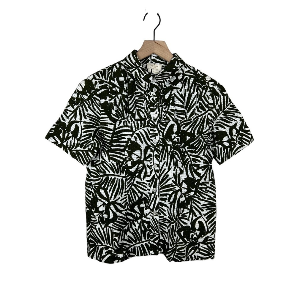 Kate Spade New York Tropical Leaf Print Button Front Top